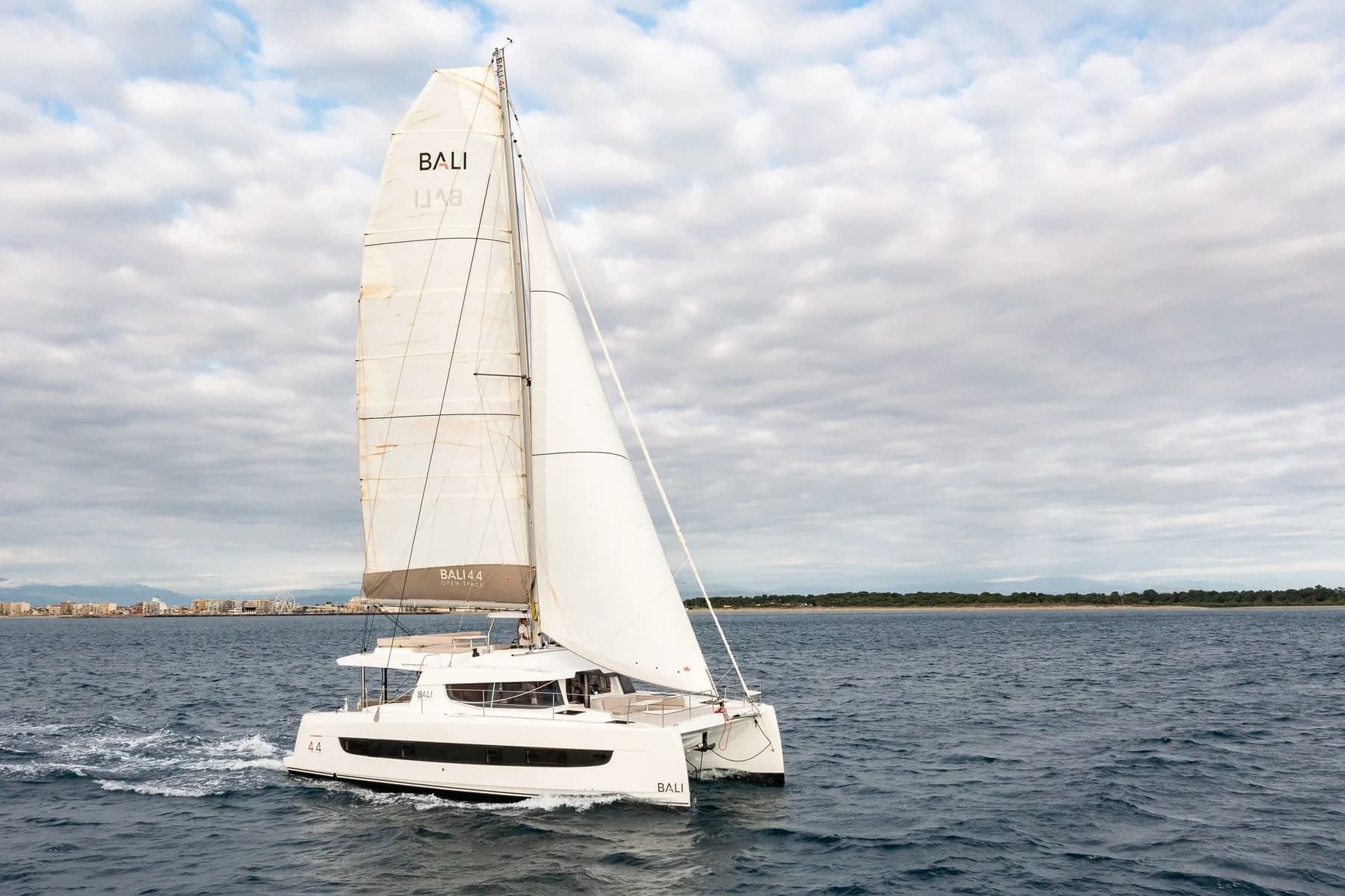 Bali catamaran sailing offshore